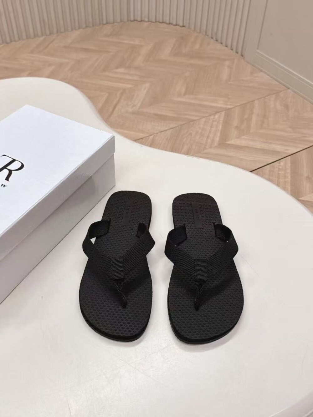 The Row Black Ribbed Strap Flip Flops - Picture 5 of 6